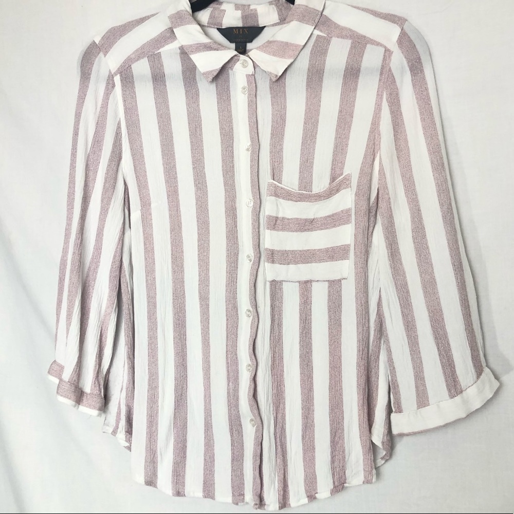 MIX | 41 Hawthorn Top Button Up Stripe Blouse Shirt Large